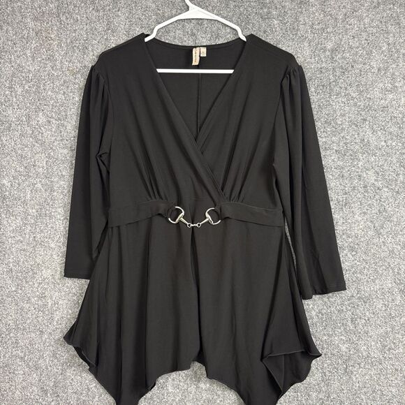 Saint Lawrence Tops - Saint Lawrence Top Blouse  Womens Size L Black Handkerchief Hem